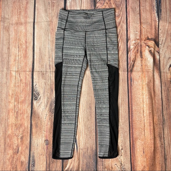 Athleta Mesh Paneled Black/White Athletic Leggings - Picture 2 of 10